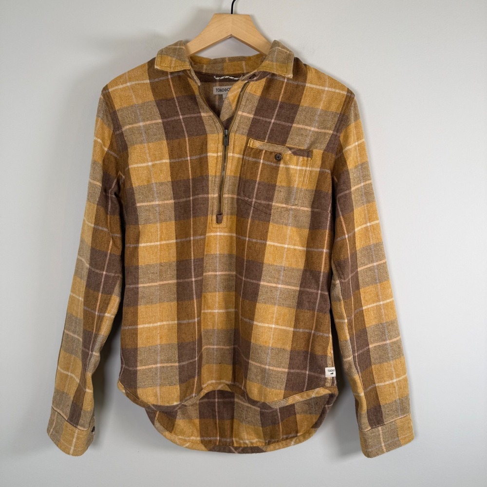 Toad&Co Mustard and Brown Plaid Button-Down Shirt - Picture 2 of 8